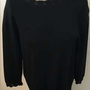 MARV IV Vintage Black Sweater with delicate beaded neckline and cuffs